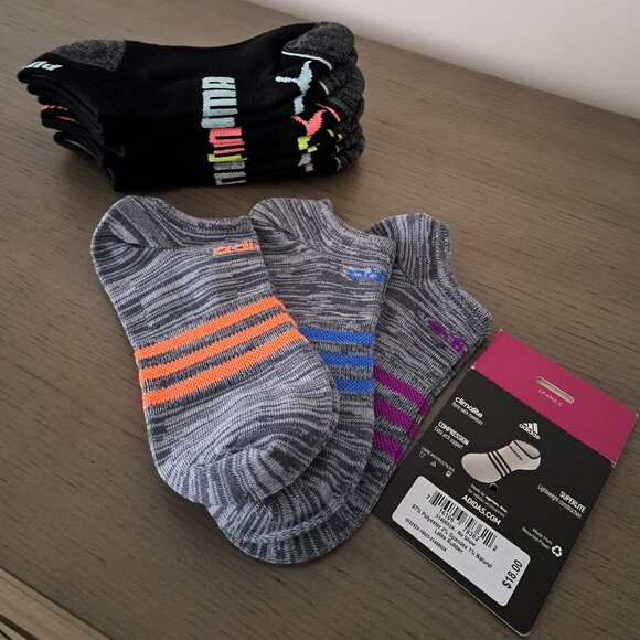 Brand New Bundle ADIDAS Superlite  PUMA Full Cushion No Show Women Sock 7-pair - Picture 2 of 9